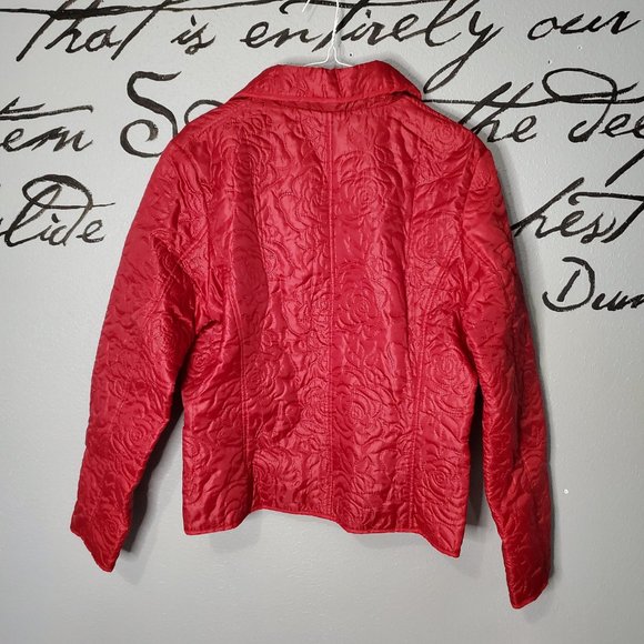 JG Hook Vintage Women Red Rose Quilted Jacket, M - Picture 6 of 6